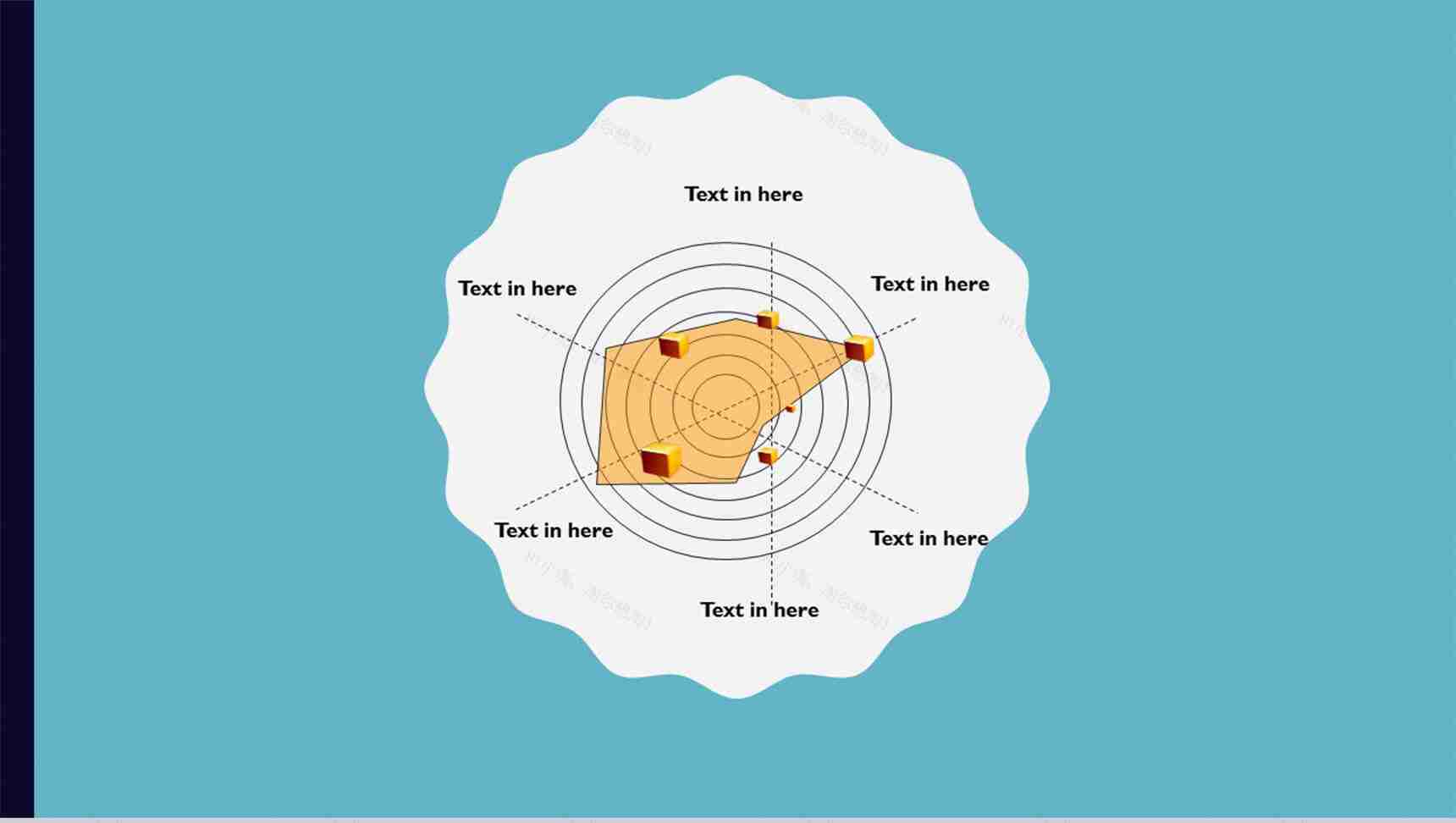 蓝色清新创意雷达图PPT图表模板-1