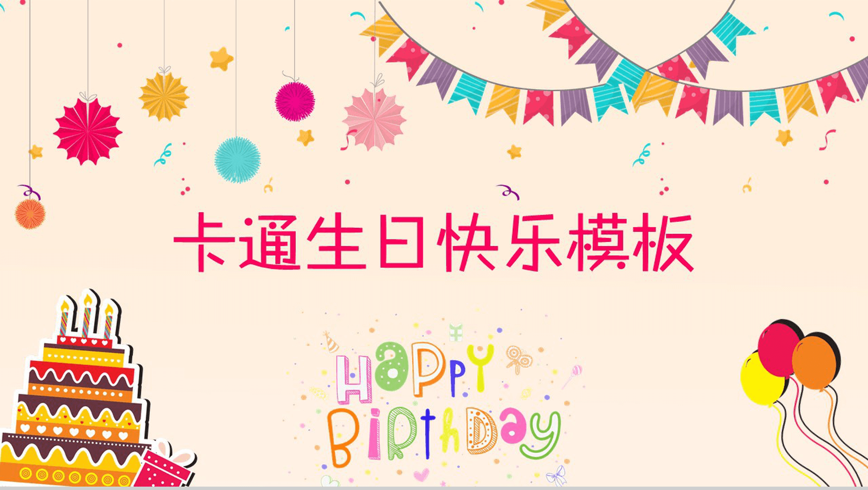 儿童卡通精美生日快乐电子纪念相册PPT模板