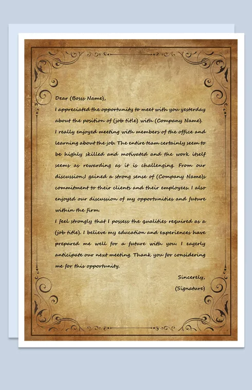 复古黄皮书感谢信信纸word背景模板