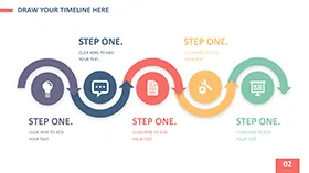 半圆箭头PPT流程图模板素材