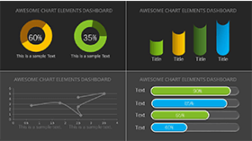 黑色欧美商务柱形图PPT图表素材