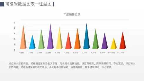简约风可编辑数据统计柱状图PPT图表模板