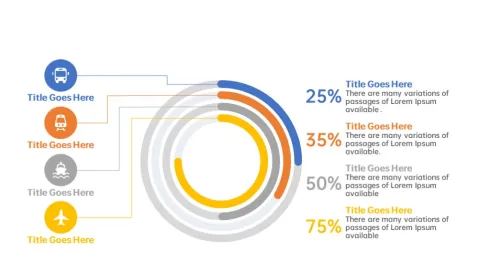 圆形数据走势数据对比PPT模板