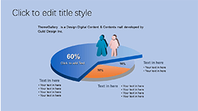 蓝色精美简约饼状数据PPT图表