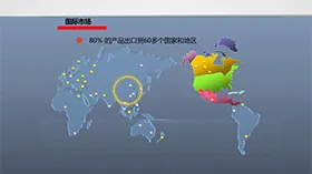 国际市场布局地图图表PPT模板