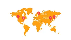 带定位坐标四大洲世界地图PPT模板