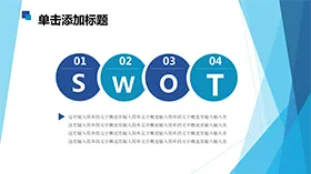 蓝色商务实用SWOT分析PPT图表模板